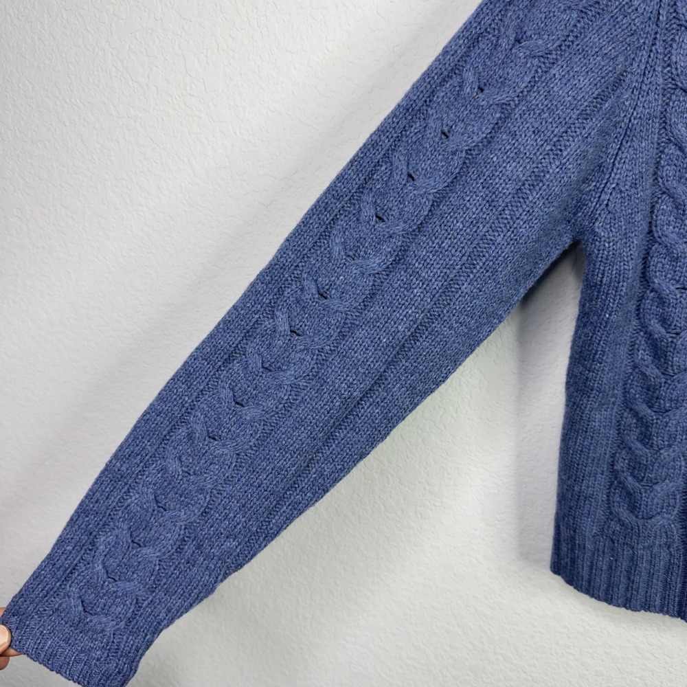 Paul Harris Design Cardigan Women M Blue Lambswool Cable Knit Cottagecore Preppy - Picture 3 of 6